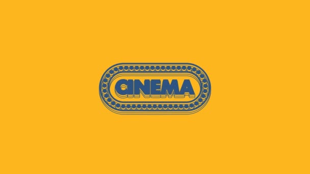 Icona Modello Poster Design Blue Cinema Isolato Sfondo Arancione Concetto — Video Stock