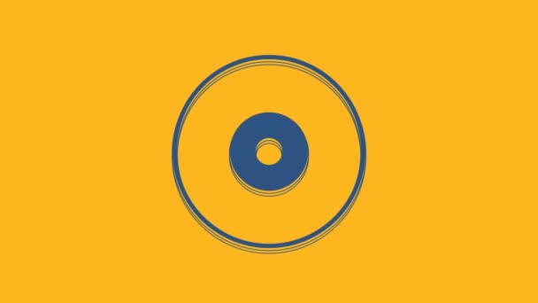 Icono Azul Dvd Aislado Sobre Fondo Naranja Signo Disco Compacto — Vídeos de Stock