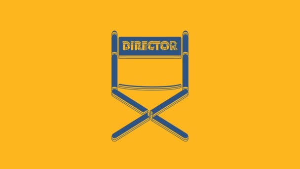 Ícone Cadeira Filme Diretor Azul Isolado Fundo Laranja Indústria Cinematográfica — Vídeo de Stock