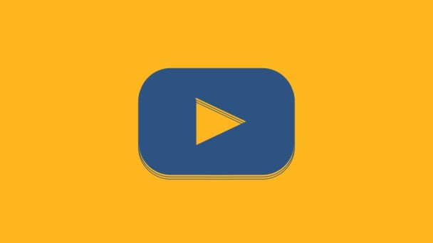 Μπλε Εικονίδιο Play Απομονωμένο Πορτοκαλί Φόντο Γραφική Κίνηση Κίνησης Βίντεο — Αρχείο Βίντεο