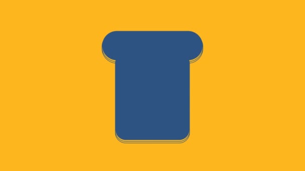 Голубой Хлеб Тост Сэндвич Кусок Жареного Крутона Значок Изолирован Оранжевом — стоковое видео