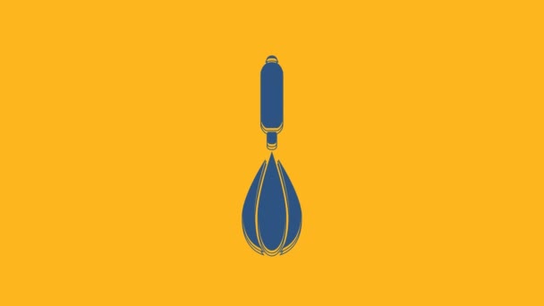 Blue Kitchen Whisk Icon Isolated Orange Background Cooking Utensil Egg — ストック動画