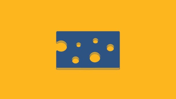 Blue Cheese Icon Isolated Orange Background Video Motion Graphic Animation — Video