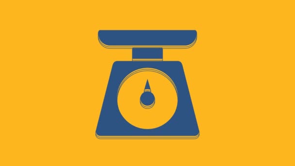 Blue Scales Icon Isolated Orange Background Weight Measure Equipment Video — Vídeo de Stock
