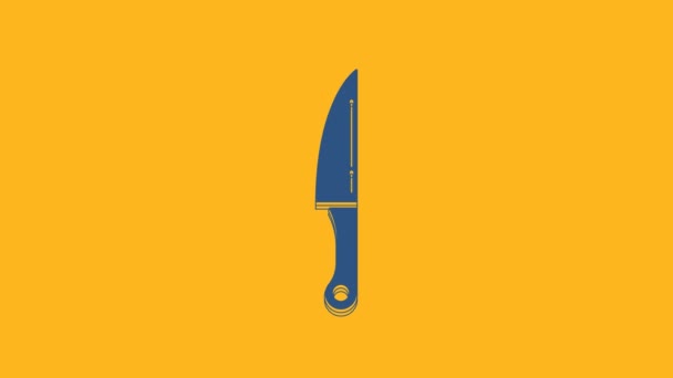 Ikona Blue Knife Odizolowana Pomarańczowym Tle Symbol Sztućców Animacja Graficzna — Wideo stockowe