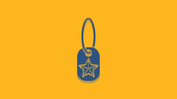 Icono Etiqueta Perro Militar Azul Aislado Sobre Fondo Naranja Icono — Vídeo de stock
