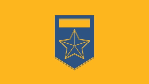 Blue Chevron Icon Isolated Orange Background Military Badge Sign Video — Vídeo de Stock