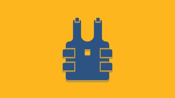 Blue Bulletproof Vest Protection Bullets Icon Isolated Orange Background Body — 비디오