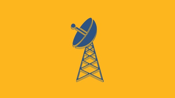 Icono Radar Azul Aislado Sobre Fondo Naranja Sistema Búsqueda Militar — Vídeo de stock
