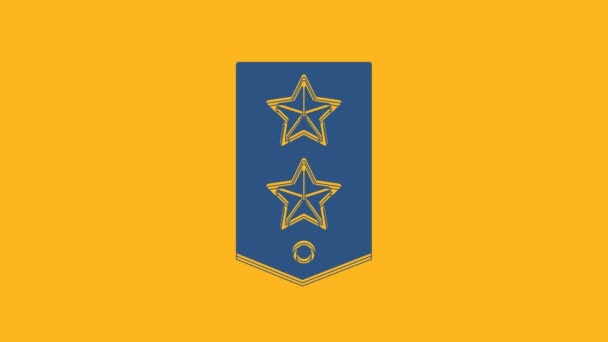 Blue Chevron Icon Isolated Orange Background Military Badge Sign Video — Stock video
