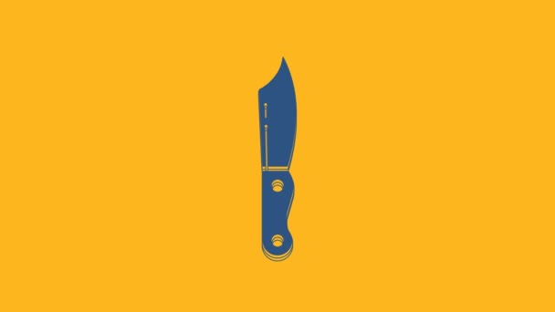 Blue Military Knife Icon Isolated Orange Background Video Motion Graphic — Stock videók