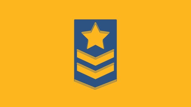 Blue Chevron Icon Isolated Orange Background Military Badge Sign Video — Vídeo de Stock