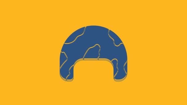 Blue Military Helmet Icon Isolated Orange Background Army Hat Symbol — 비디오