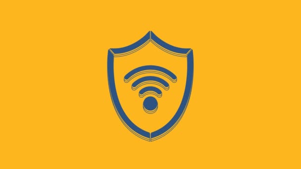Μπλε Ασπίδα Wifi Ασύρματο Internet Σύμβολο Του Δικτύου Που Απομονώνονται — Αρχείο Βίντεο