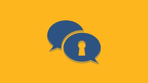 Azul Icono Protección Datos Personales Aislado Sobre Fondo Naranja Burbuja — Vídeos de Stock
