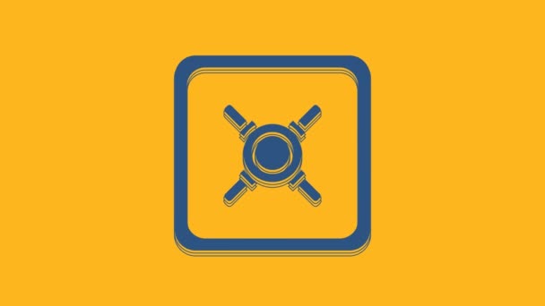 Blue Safe Icon Isolated Orange Background Door Safe Bank Vault — 图库视频影像
