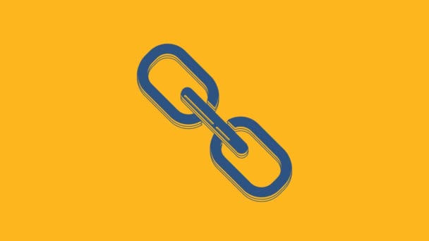 Blue Chain Link Icon Isolated Orange Background Link Single Video — Stock Video