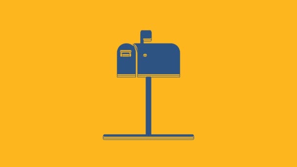 Blau Briefkastensymbol Auf Orangefarbenem Hintergrund Geöffnet Briefkastensymbol Briefkasten Mast Mit — Stockvideo
