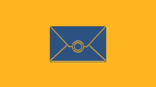 Kék Boríték Ikon Elszigetelt Narancssárga Alapon Mail Üzenet Levél Szimbólum — Stock videók