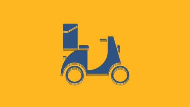 Icona Consegna Scooter Blu Isolata Sfondo Arancione Concetto Servizio Consegna — Video Stock