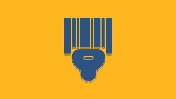 Blue Scanner Scanning Bar Code Icon Isolated Orange Background Barcode — Wideo stockowe