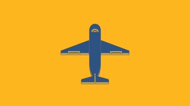 Blaues Flugzeug Symbol Isoliert Auf Orangefarbenem Hintergrund Lieferung Transport Frachtlieferung — Stockvideo