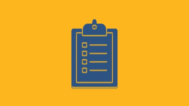 Blue Verification Delivery List Clipboard Icon Isolated Orange Background Animação — Vídeo de Stock