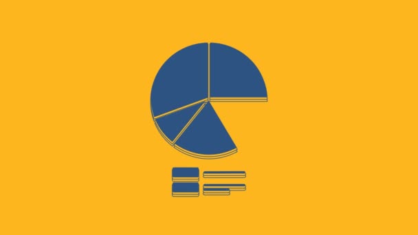 Blue Pie Chart Infographic Icon Isolated Orange Background Diagram Chart — Stockvideo