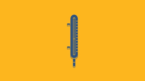 Μπλε Μετεωρολογικό Θερμόμετρο Μέτρησης Εικονίδιο Απομονώνονται Πορτοκαλί Φόντο Θερμομετρικό Εξοπλισμό — Αρχείο Βίντεο