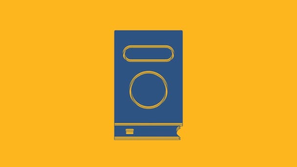 Blue Book Icon Isolated Orange Background Video Motion Graphic Animation — Wideo stockowe