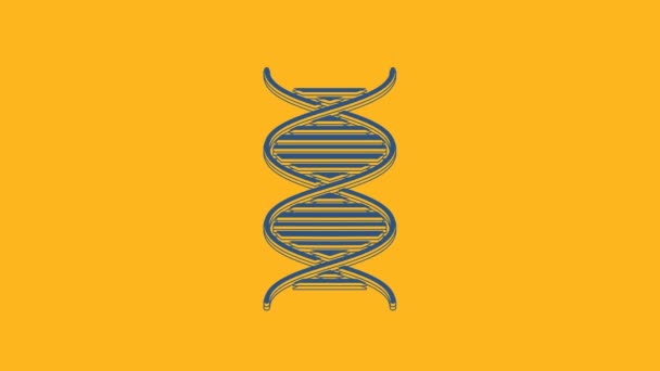 Blue Dna Symbol Icon Isolated Orange Background Video Motion Graphic — Vídeo de Stock
