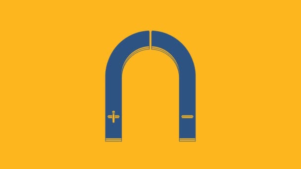 Blue Magnet Icon Isolated Orange Background Horseshoe Magnet Magnetism Magnetize — Stock Video
