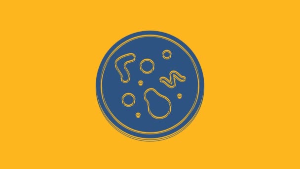 Blue Bacteria Icon Isolated Orange Background Bacteria Germs Microorganism Disease — Stok video