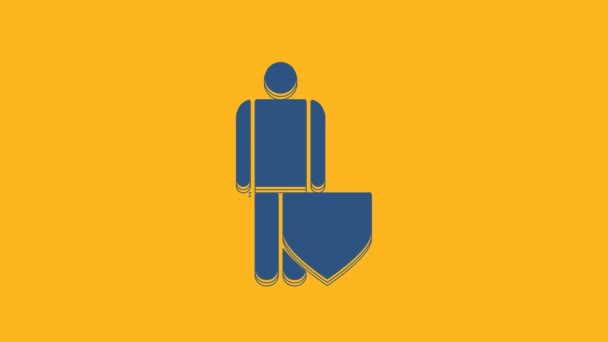 Blue Life Insurance Shield Icon Isolated Orange Background Security Safety — Stockvideo