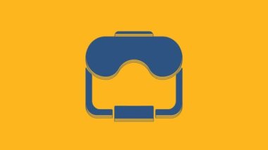 Blue Diving mask icon isolated on orange background. Extreme sport. Diving underwater equipment. 4K Video motion graphic animation.