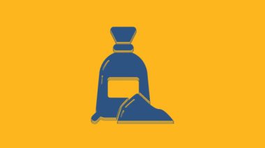 Blue Bag of flour icon isolated on orange background. 4K Video motion graphic animation.