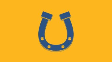 Blue Horseshoe icon isolated on orange background. 4K Video motion graphic animation.
