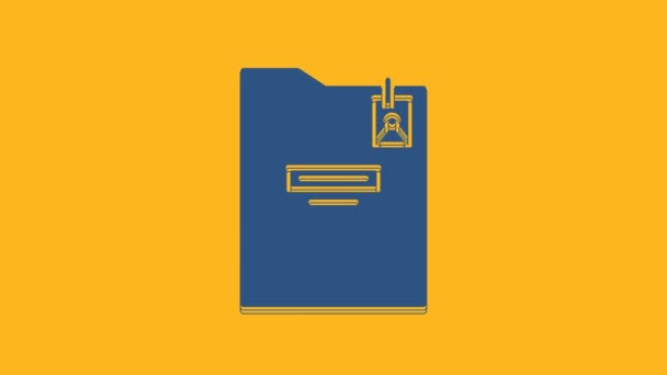 Ikon Folder Personal Biru Diisolasi Pada Latar Belakang Oranye Animasi — Stok Video