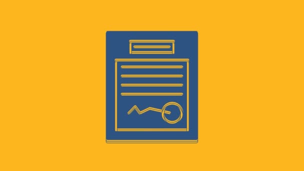 Blaues Ausgefülltes Formular Symbol Auf Orangefarbenem Hintergrund Datei Symbol Checklisten — Stockvideo