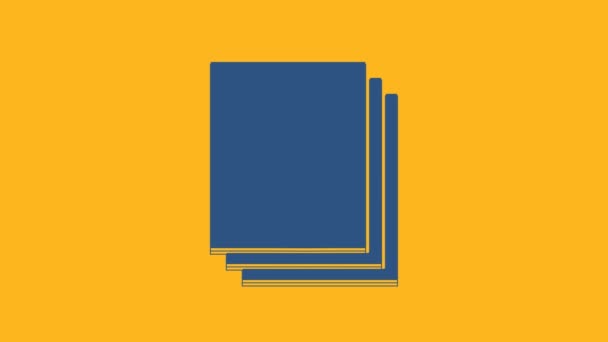 Niebieski Czysty Papier Ikona Izolowana Pomarańczowym Tle Ikona Pliku Ikona — Wideo stockowe