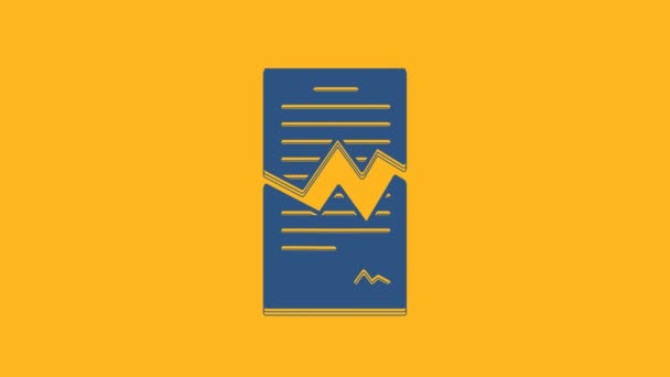 Blue Torn Contract Icon Isolated Orange Background File Icon Checklist — Stock Video