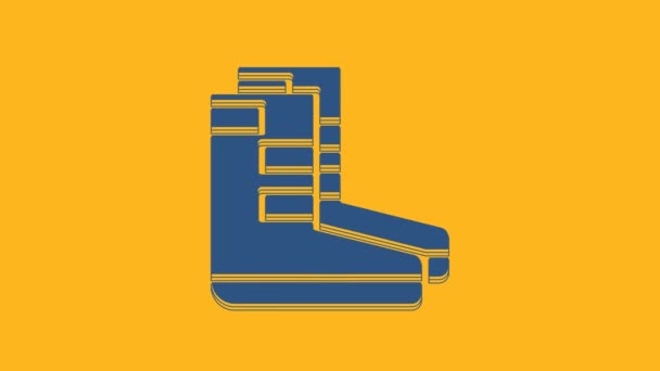 Ikona Blue Boots Odizolowana Pomarańczowym Tle Nurkowanie Pod Wodą Animacja — Wideo stockowe