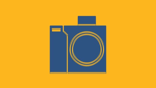 Блакитна Фотокамера Значка Дайвера Ізольована Помаранчевому Фоні Піктограма Фотоапарата Дайвінг — стокове відео