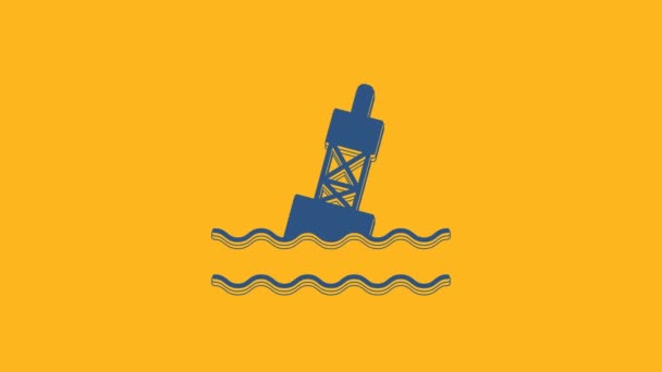 Blue Floating Buoy Sea Icon Isolated Orange Background Video Motion — Vídeo de stock