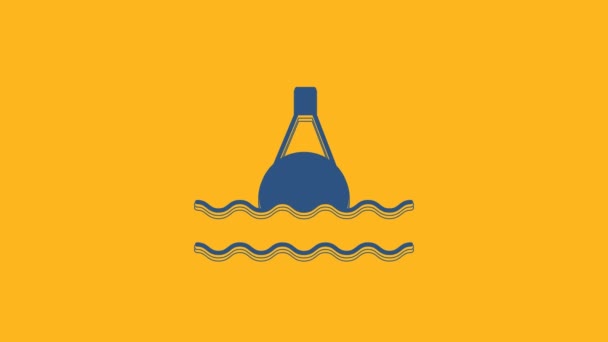 Boya Flotante Azul Icono Del Mar Aislado Sobre Fondo Naranja — Vídeos de Stock
