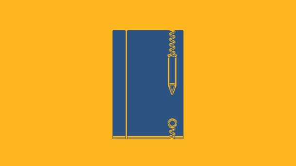 Blue Underwater Note Book Pencil Snorkeling Icon Isolated Orange Background — Vídeo de Stock