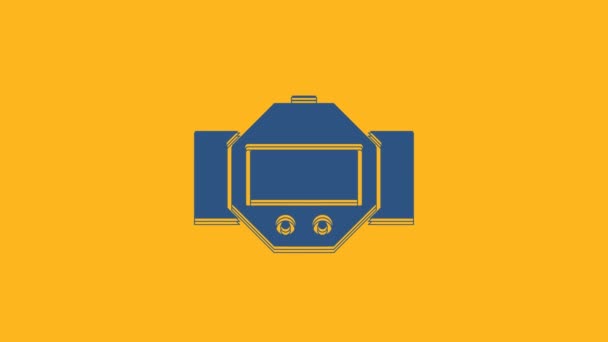 Blue Diving Watch Icon Isolated Orange Background Diving Underwater Equipment — Stock video