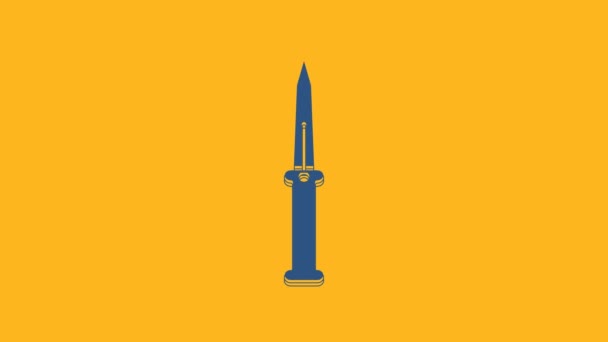 Ikona Modrého Nože Izolovaná Oranžovém Pozadí Vojenský Nůž Grafická Animace — Stock video