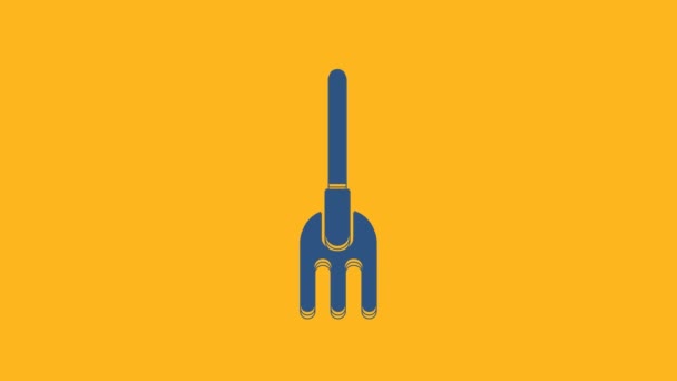 Blue Garden Harke Symbol Isoliert Auf Orangefarbenem Hintergrund Werkzeug Für — Stockvideo
