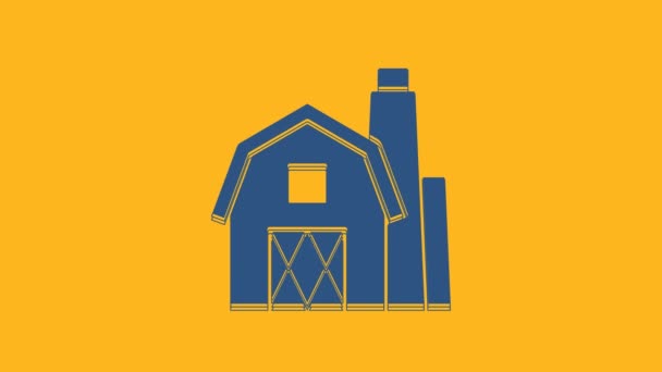 Blue Farm House Koncepció Ikon Elszigetelt Narancs Alapon Rusztikus Tájkép — Stock videók